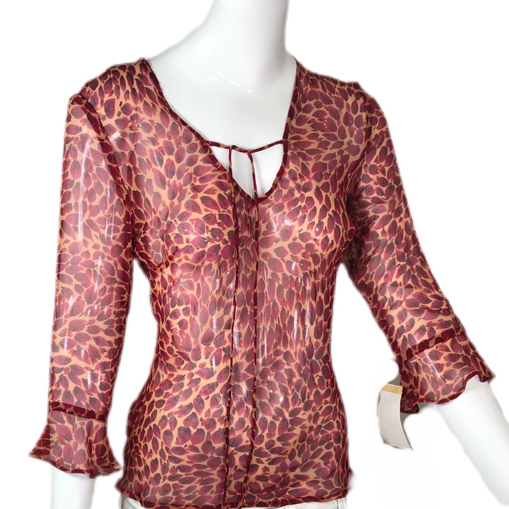 Alice & Trixie New York ❤NEW❤ Medium (M) Silk Tie Neck Blouse - Picture 8 of 10